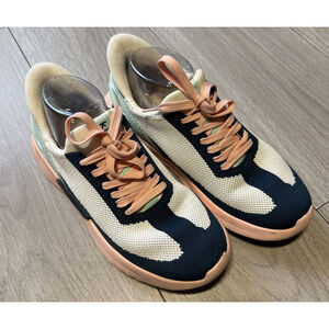 Kizik Womens Size 8.5 Men’s 7.5 SlipOn Hands-Free Sneakers Peach Cream Mint Knit